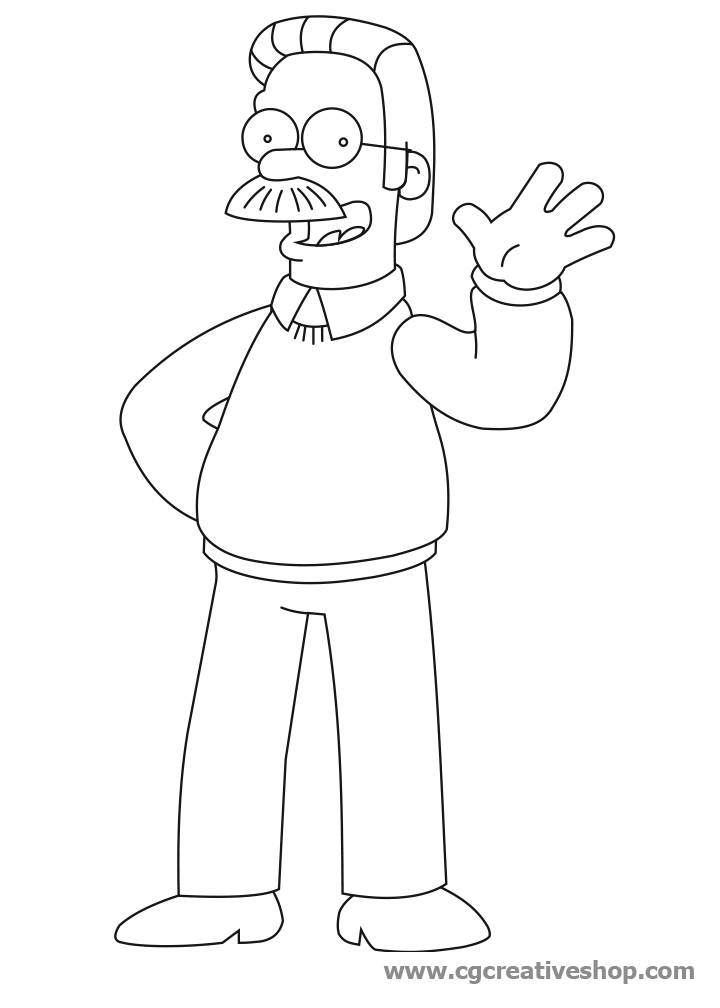 Ned Flanders - Simpson, disegno da colorare