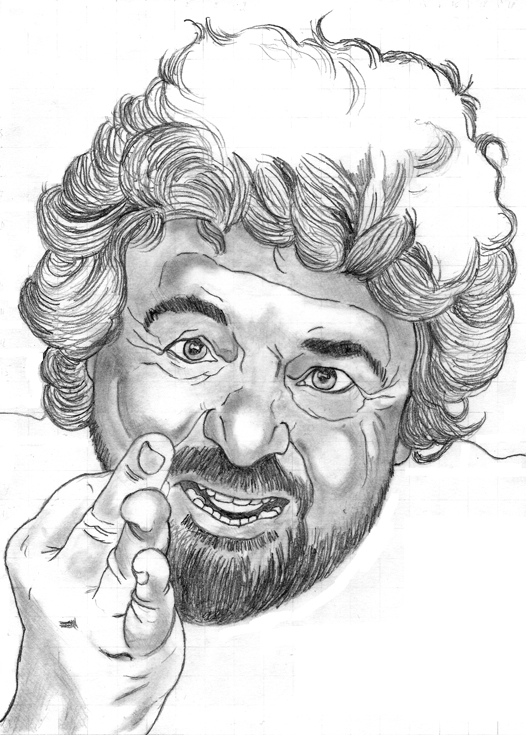 Ritratto a matita di Beppe Grillo