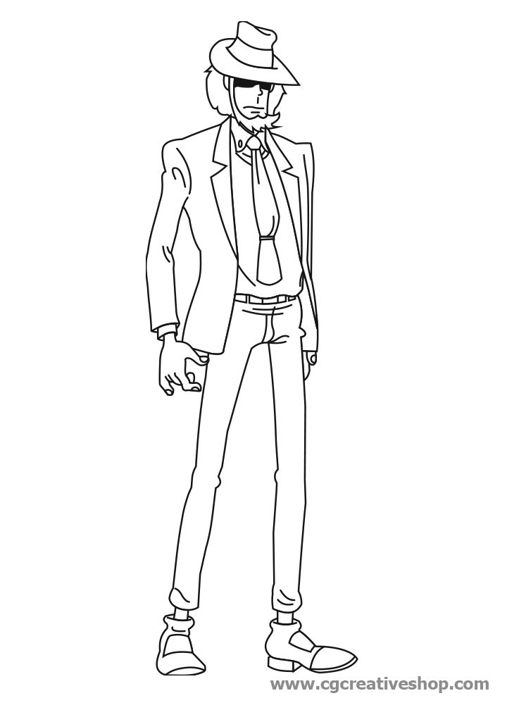 Jigen Daisuke, amico e socio di Lupin III disegno da colorare