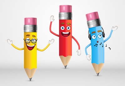 pencil character in illustrator