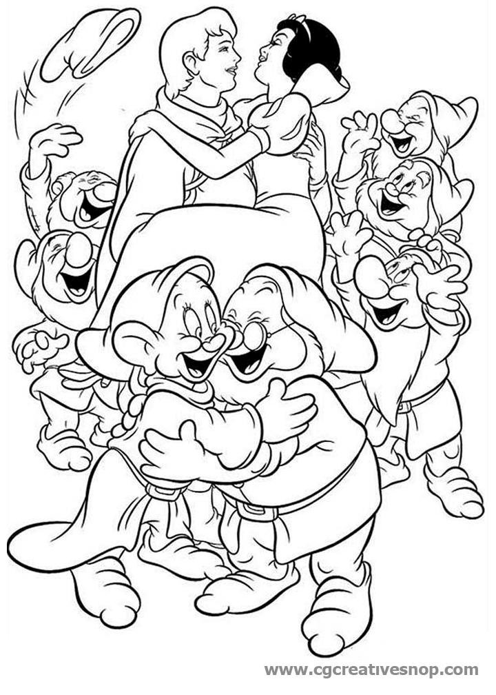 Biancaneve e i 7 nani (Disney), disegno da colorare