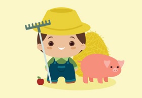 cute farmer in illustrator