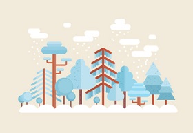 Flat Winter Scene in Adobe Illustrator