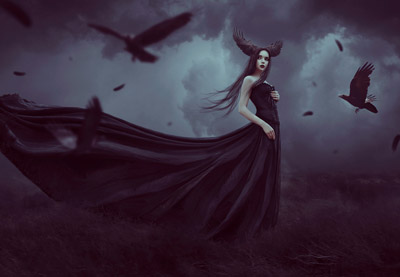 Gothic Crow Lady with Adobe Photoshop
