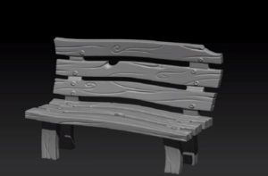 Stylized Wooden Bench in Zbrush