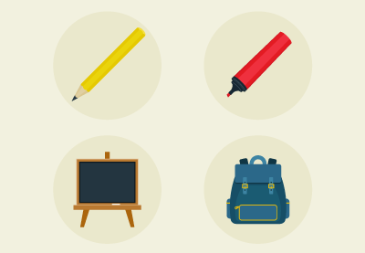 Draw School Set Icons in Adobe Illustrator