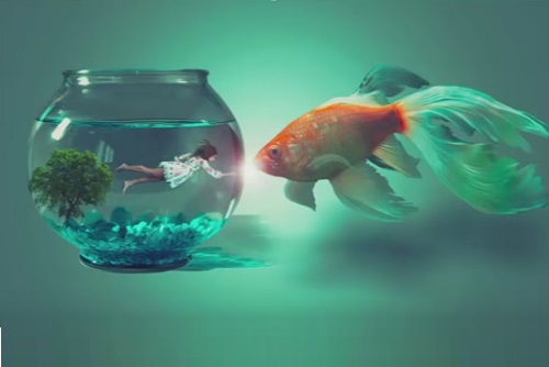 Create a Girl in Fish Bowl with Photoshop Manipulation