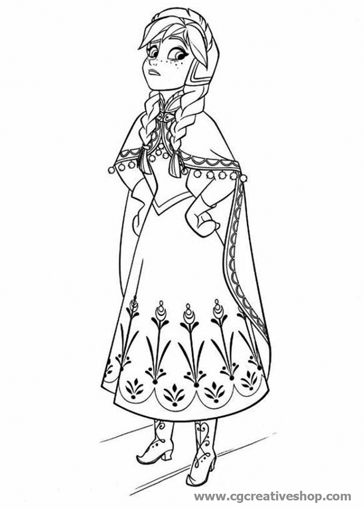 Anna di Frozen (Disney), disegno da colorare