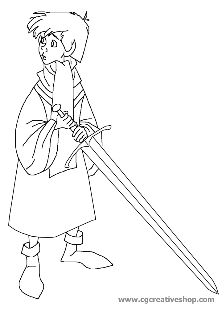 Re Artù - La spada nella Roccia - Disney, disegno da colorare