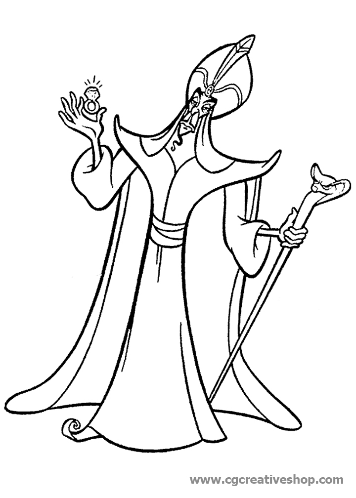 Jafar il cattivo di Aladdin (Disney), disegno da colorare
