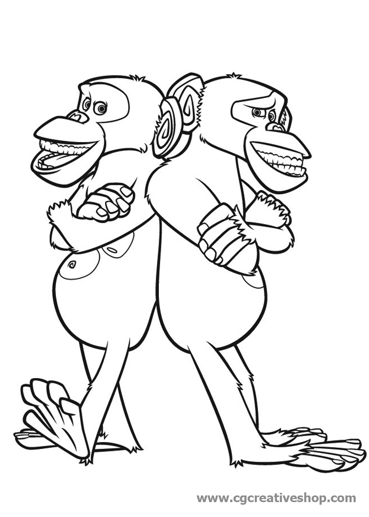 Mason e Phil - Scimpanzè di Madagascar - disegno da colorare