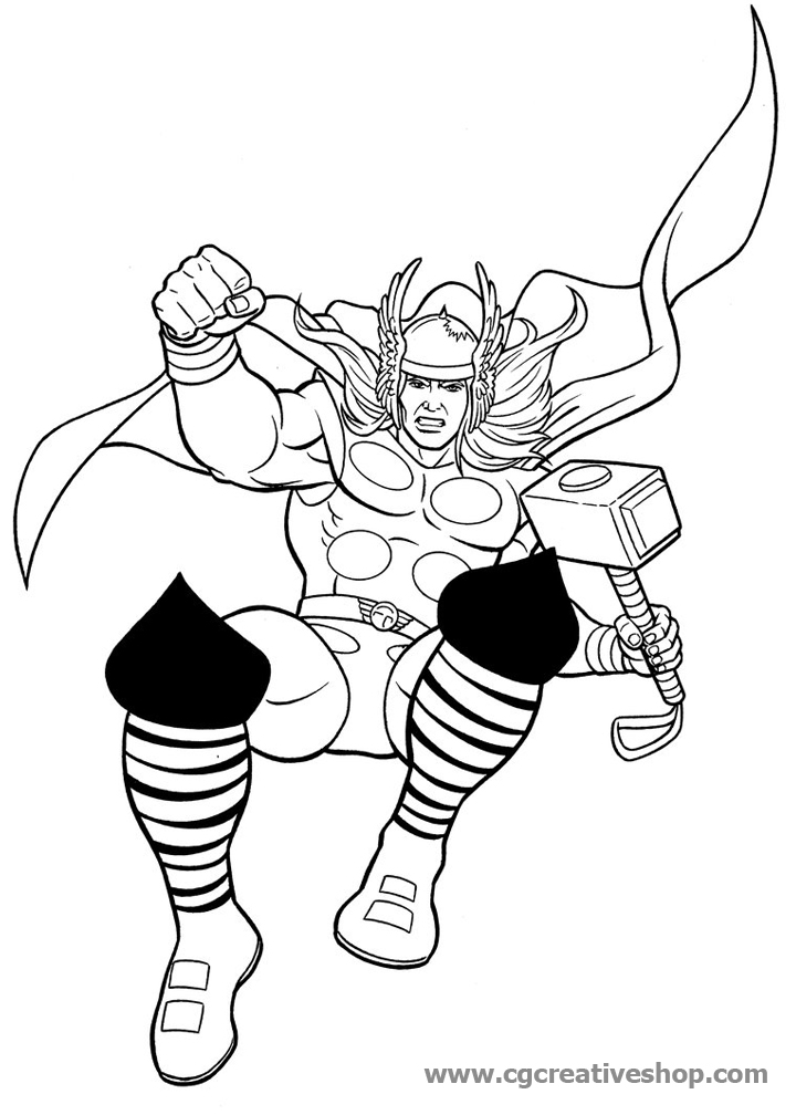 Il Dio del Tuono Thor, disegno da colorare