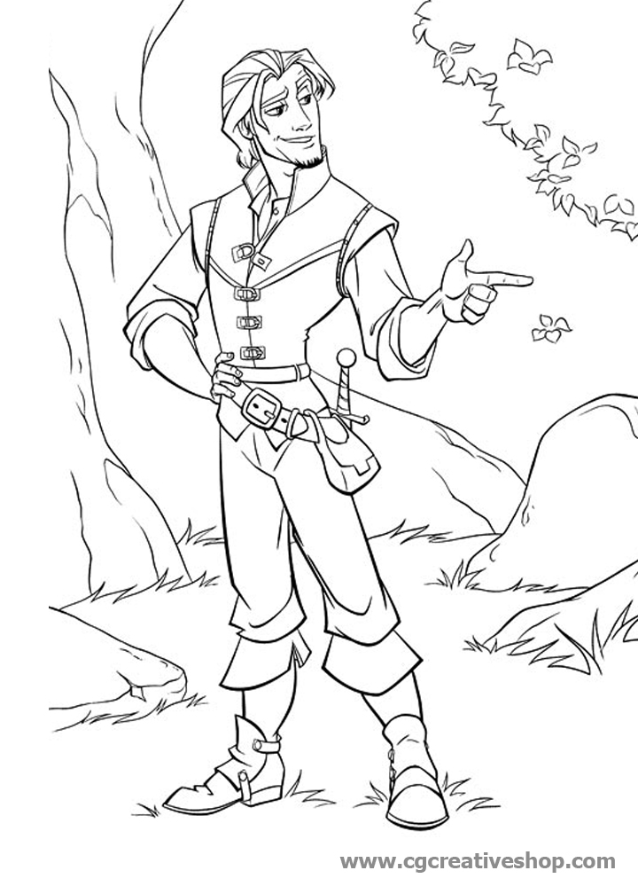 Flynn Rider - Rapunzel - disegno da colorare