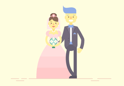 Draw a Flat Bride & Groom Characters in Illustrator
