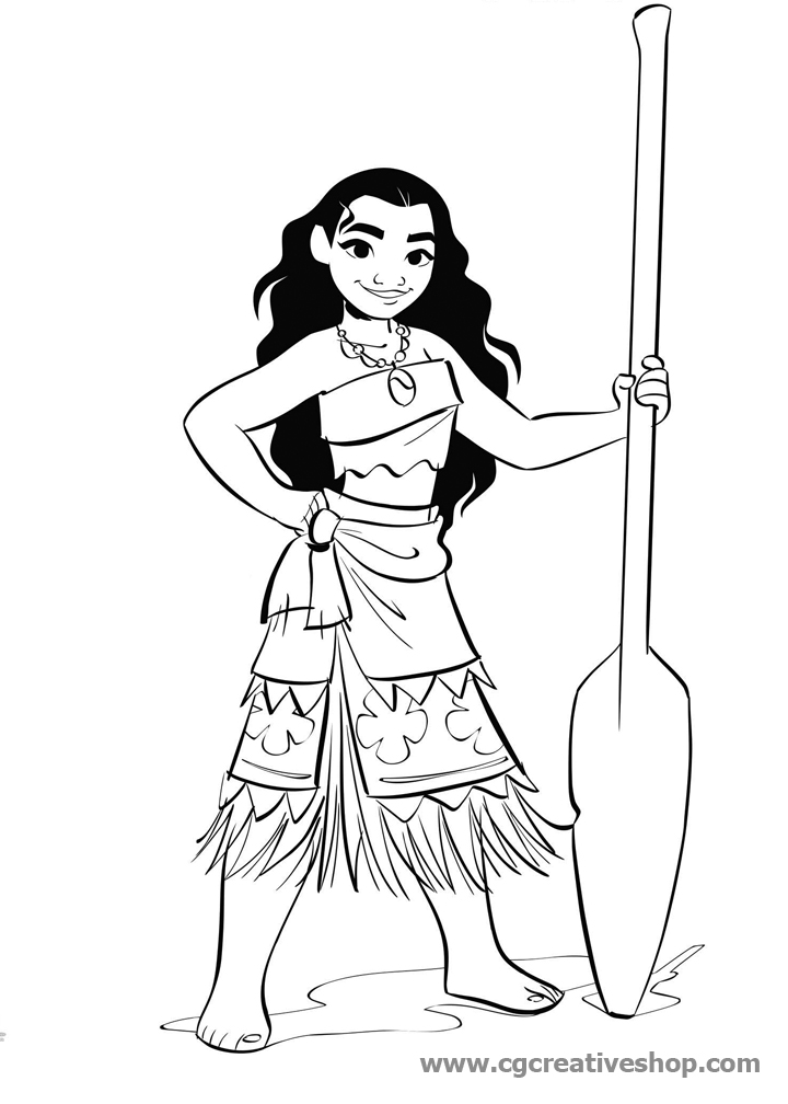 Vaiana Waialiki del film Oceania della Disney, disegno da colorare