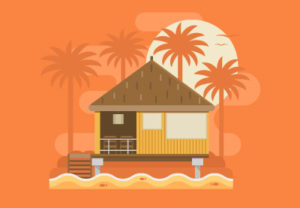 Draw a Tropical Bungalow on a Palm Beach in Illustrator