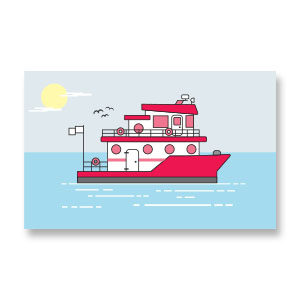 Vector Boat and Ocean Free download