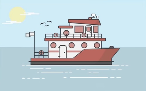 Draw a Boat and Ocean Flat Design in Illustrator
