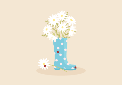 Draw a Rain Boot with Daisies in Adobe Illustrator