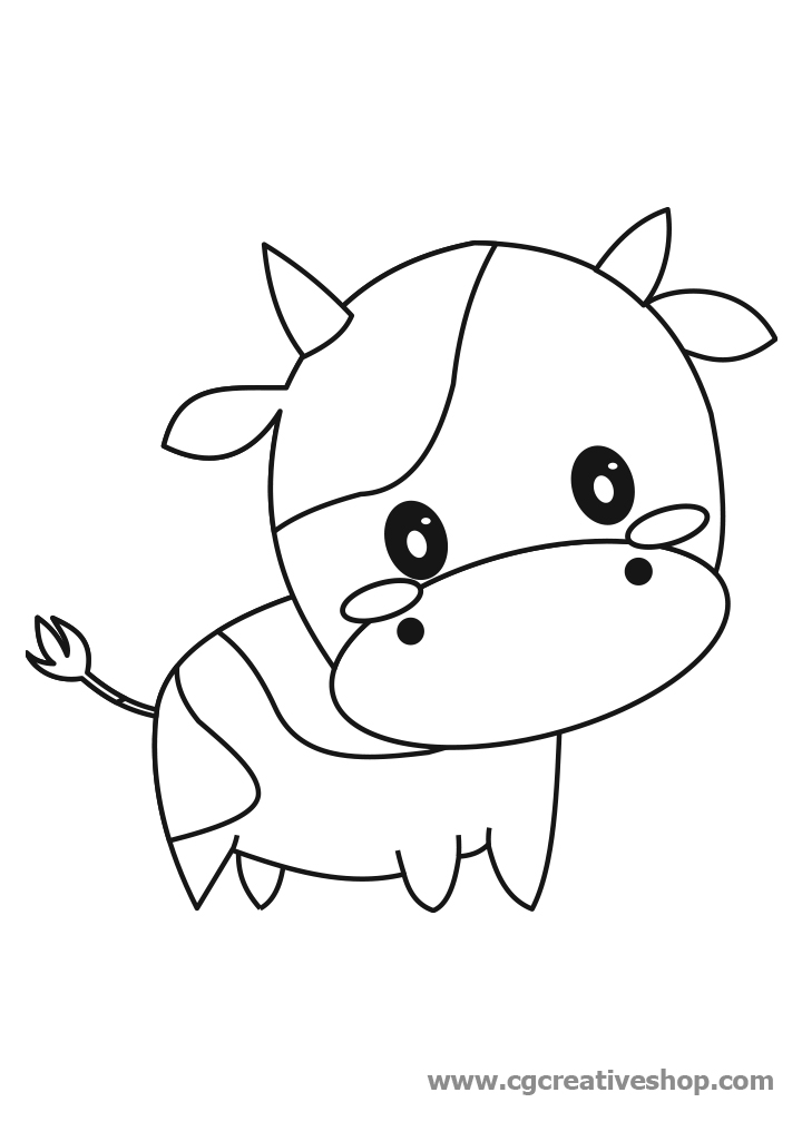Mucca, disegno per bambini da colorare