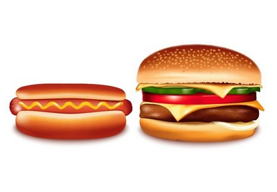 Draw a Hamburger and a Hot Dog in Illustrator