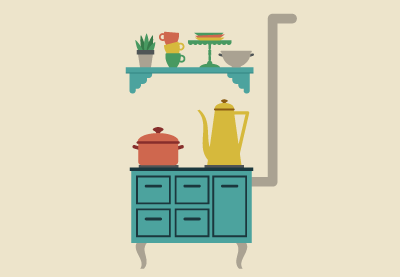 Draw a Vector Flat Retro Kitchen in Adobe Illustrator