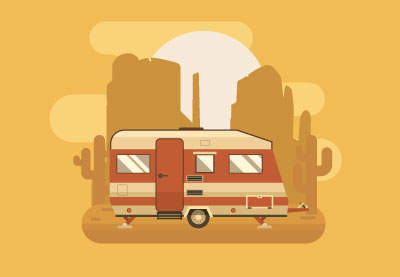 Draw a Vector Golden Camping Trailer in Illustrator