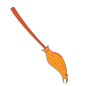 Simple Witch Broom Drawing Free Vector download