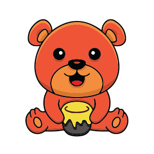 Simple Teddy Bear with Honey Pot Free Vector download