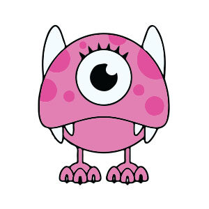 Simple Pink Monster Draw Free Vector download