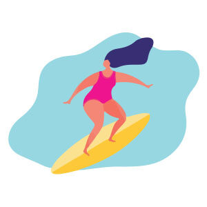 Drawing of Woman on the Surf Free Vector download