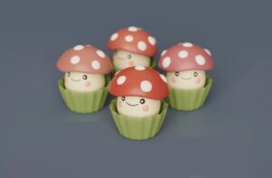 Model Cute Mushroom Marzipan Cake in Blender