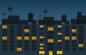 Draw a City Building Night View in Illustrator